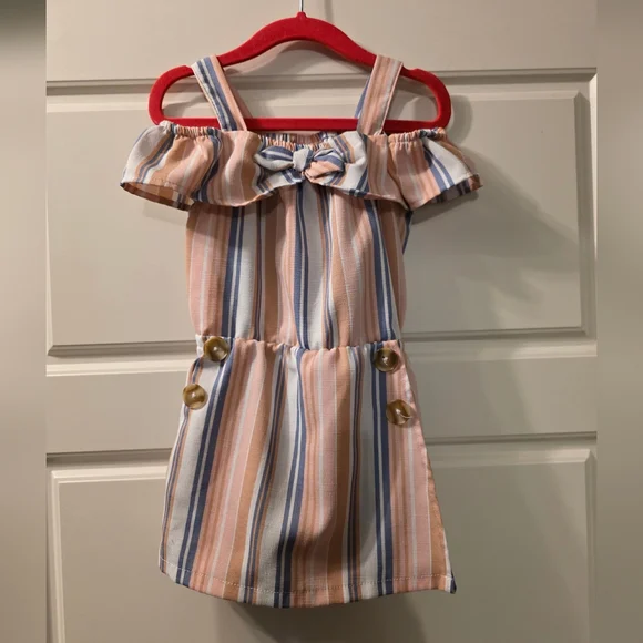 Little Lass Striped Ruffle Romper One Piece - Picture 1 of 5